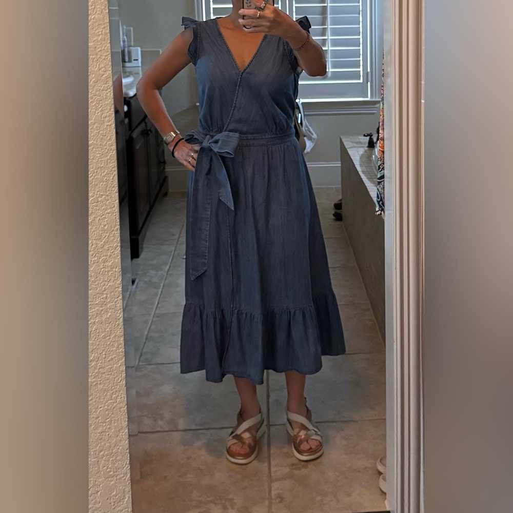 J Crew Blue Denim Wrap Dress